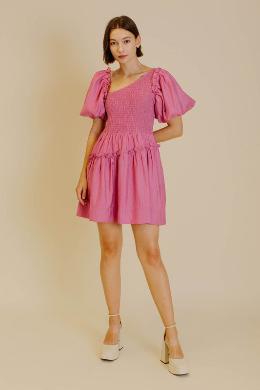 AUREUM Women's Dresses Asymmetrical Ruffle Mini Dress || David's Clothing