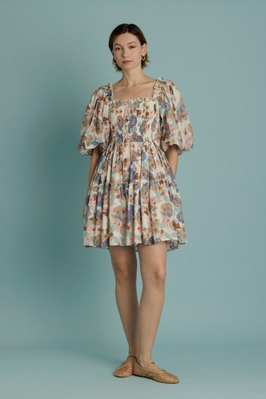 AUREUM Women's Dresses Floral Smocked Mini Dress