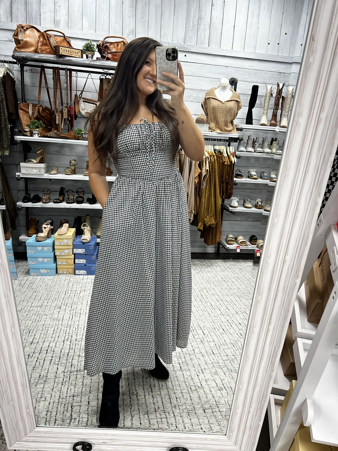 Gingham Corset Maxi Dress