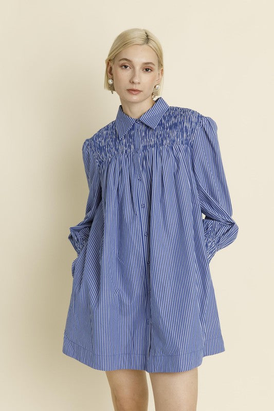 striped silk shirt dress Vintage Striped Silk Shirt Dress
