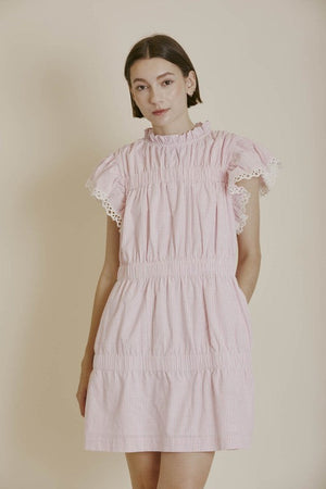 AUREUM Women's Dresses Striped Flutter Sleeve Mini Dress || David's Clothing