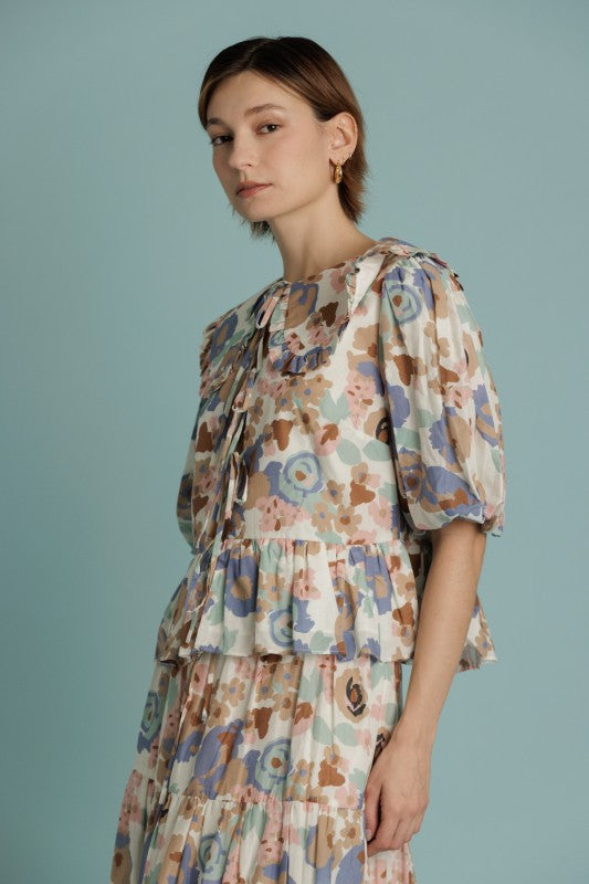 AUREUM Women's Top Oversized Collar Peplum Blouse