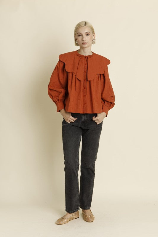 Scallop Collar Blouse || David's Clothing