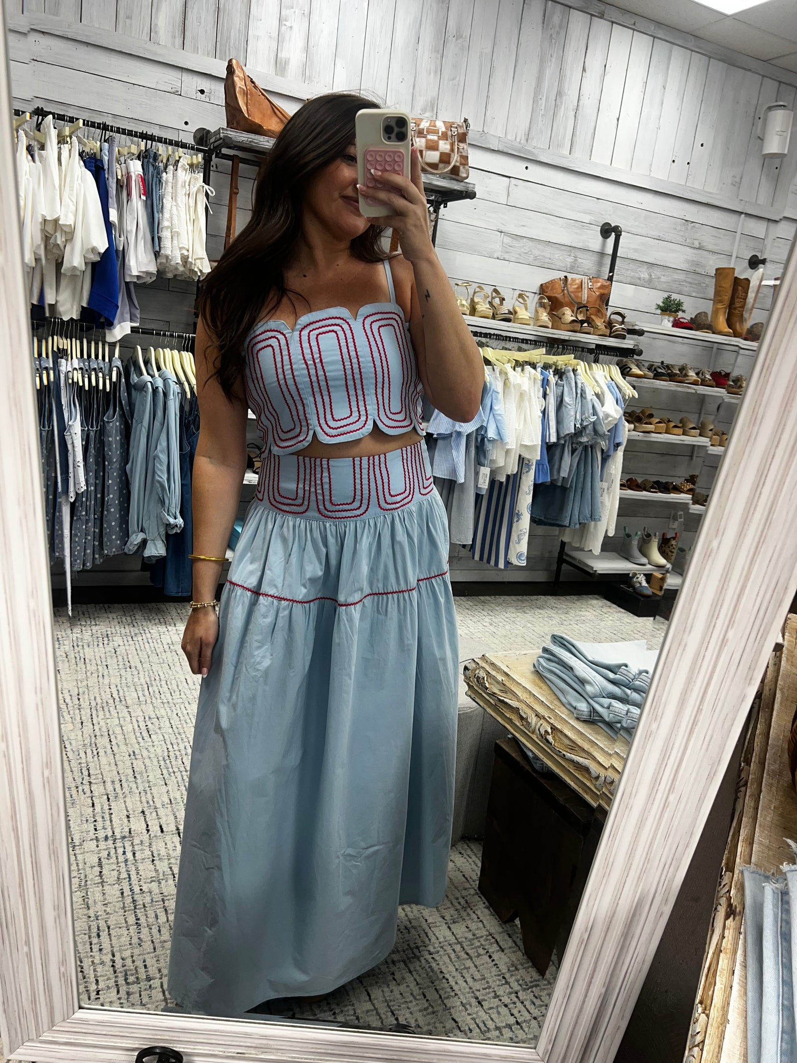 BABY PINK 26-Women's Skirts Blue/Red Skirt Set