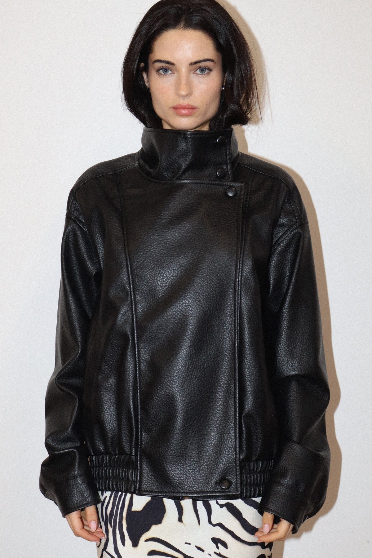 BAILEY ROSE Women's Jackets Faux Leather Bomber Jacket