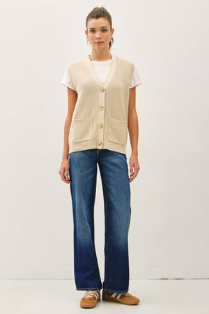 Be Cool LA Women's Sweaters Varsity Style Button Up Sweater Vest With Pockets || David's Clothing