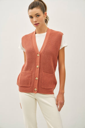 Be Cool LA Women's Sweaters Varsity Style Button Up Sweater Vest With Pockets || David's Clothing