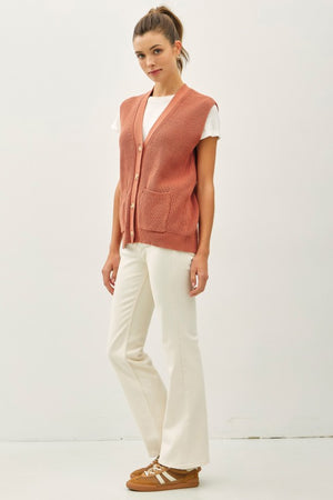 Be Cool LA Women's Sweaters Varsity Style Button Up Sweater Vest With Pockets || David's Clothing