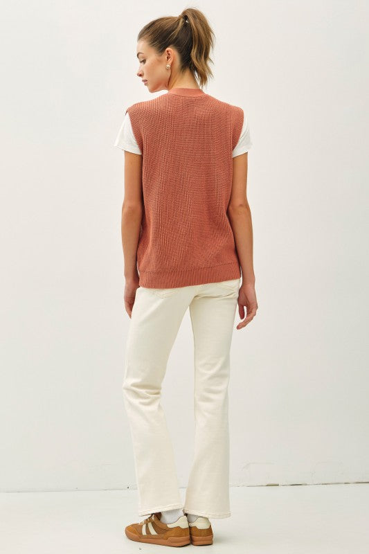 Be Cool LA Women's Sweaters Varsity Style Button Up Sweater Vest With Pockets || David's Clothing