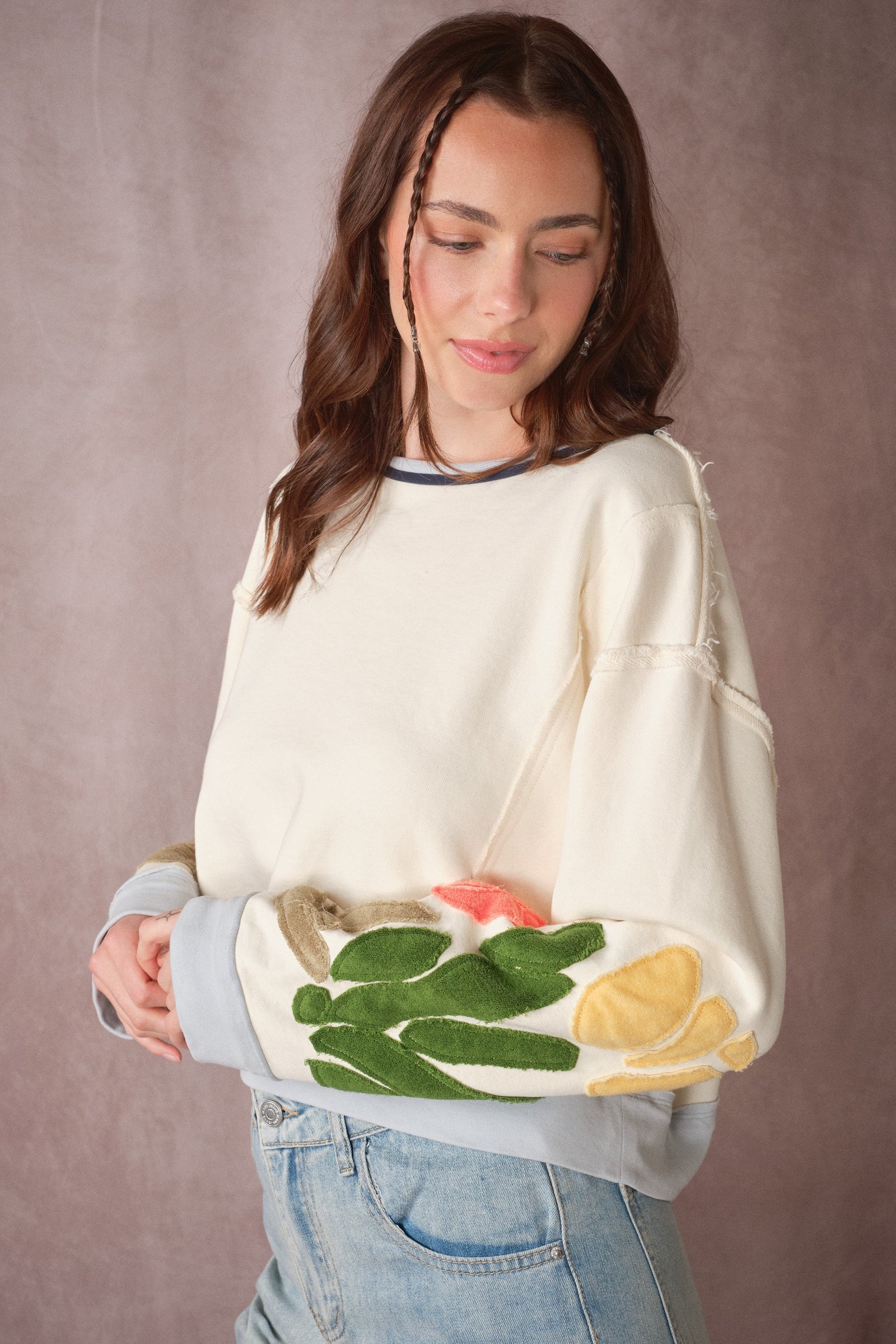 Blue B Collection Women's Top Tulip Patchwork Knit Top