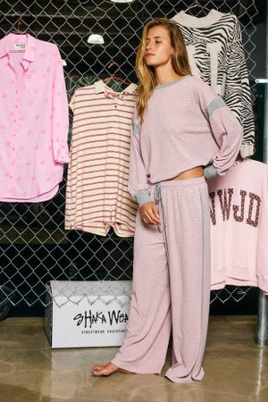 BUCKET LIST Women's Pants Micro-stripe Side-piping Wide-leg Pants