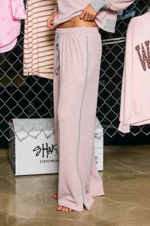 BUCKET LIST Women's Pants Micro-stripe Side-piping Wide-leg Pants