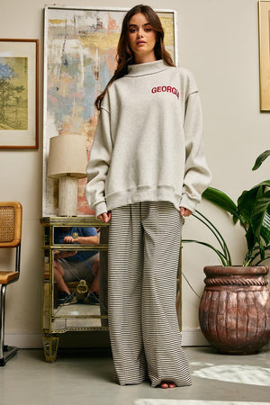 BUCKET LIST Women's Sweatshirt Embroidered "GEORGIA" Mock Neck Pullover