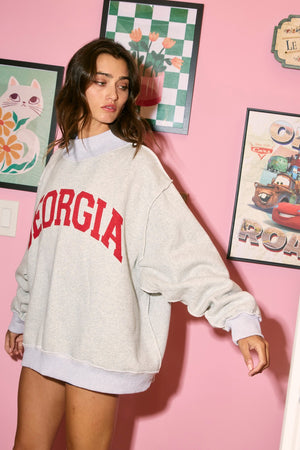 BUCKET LIST Women's Sweatshirt Georgia & GA Print Reversible Mockneck Sweatshirt
