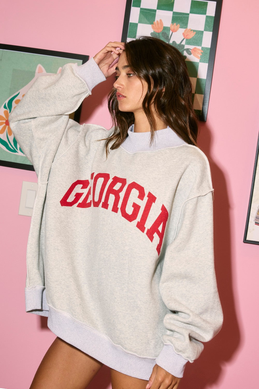BUCKET LIST Women's Sweatshirt Georgia & GA Print Reversible Mockneck Sweatshirt