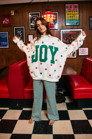 BUCKET LIST Women's Sweatshirt JOY Patch Polka-dot Mock-neck Sweatshirt