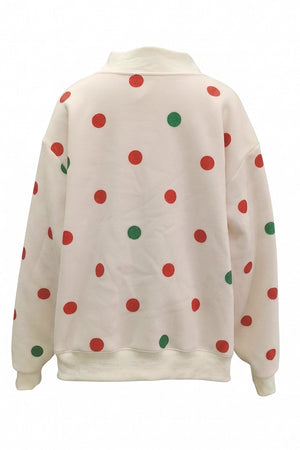 BUCKET LIST Women's Sweatshirt JOY Patch Polka-dot Mock-neck Sweatshirt