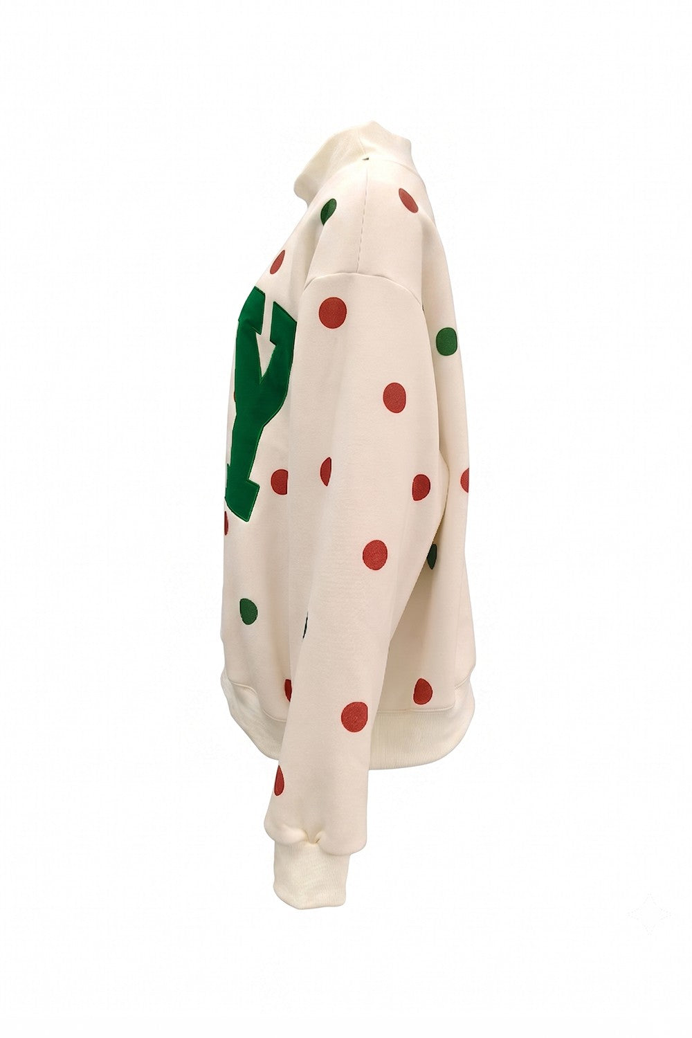 BUCKET LIST Women's Sweatshirt JOY Patch Polka-dot Mock-neck Sweatshirt