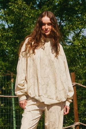 BUCKET LIST Women's Top Camouflage Oversized Mock Neck Sweatshirt