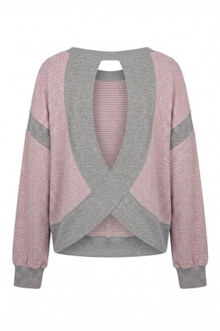 BUCKET LIST Women's Top Striped Cross-back Active Knit Pullover
