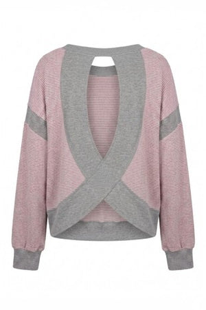 BUCKET LIST Women's Top Striped Cross-back Active Knit Pullover