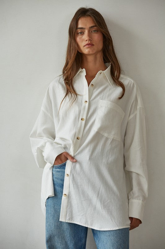 BY TOGETHER YOU AND I Women's Top Off-duty Boyfriend Shirt || David's Clothing