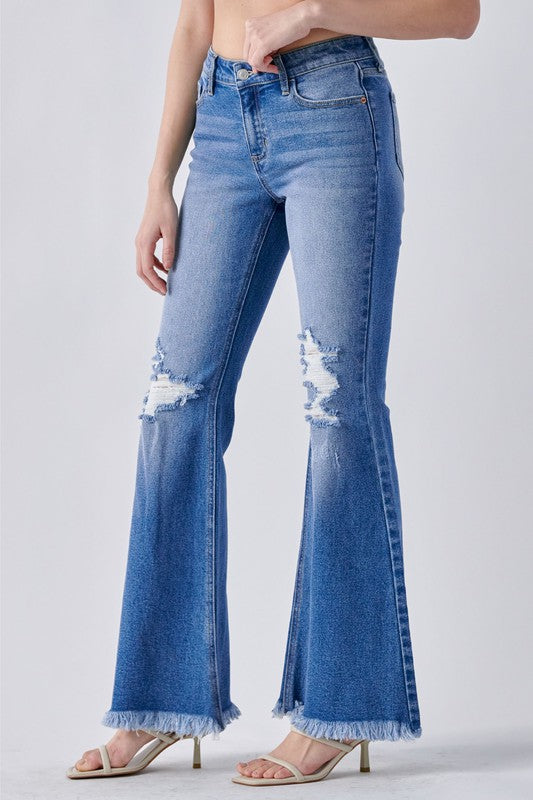 CELLO JEANS Women's Jeans Cello Jeans Mid Rise Super Flare || David's Clothing