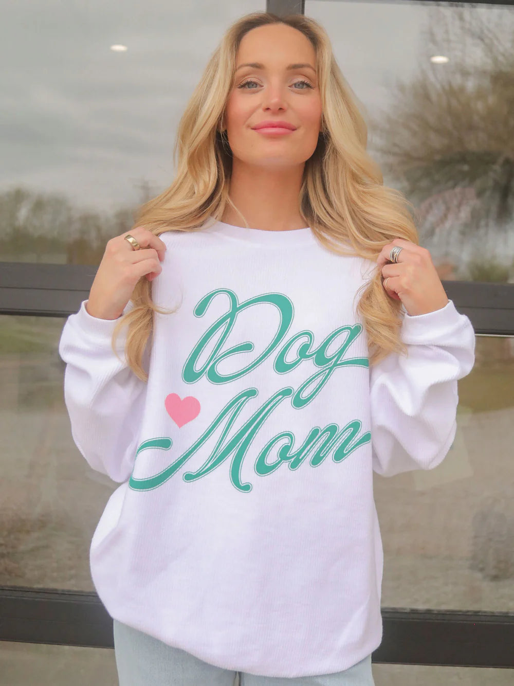 CHARLIE SOUTHERN Women's Sweater Charlie Southern Dog Mom Corded Sweatshirt || David's Clothing