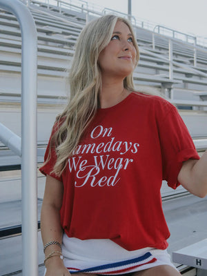 CHARLIE SOUTHERN Women's Tees Charlie Southern On Gameday We Wear Red Tee || David's Clothing