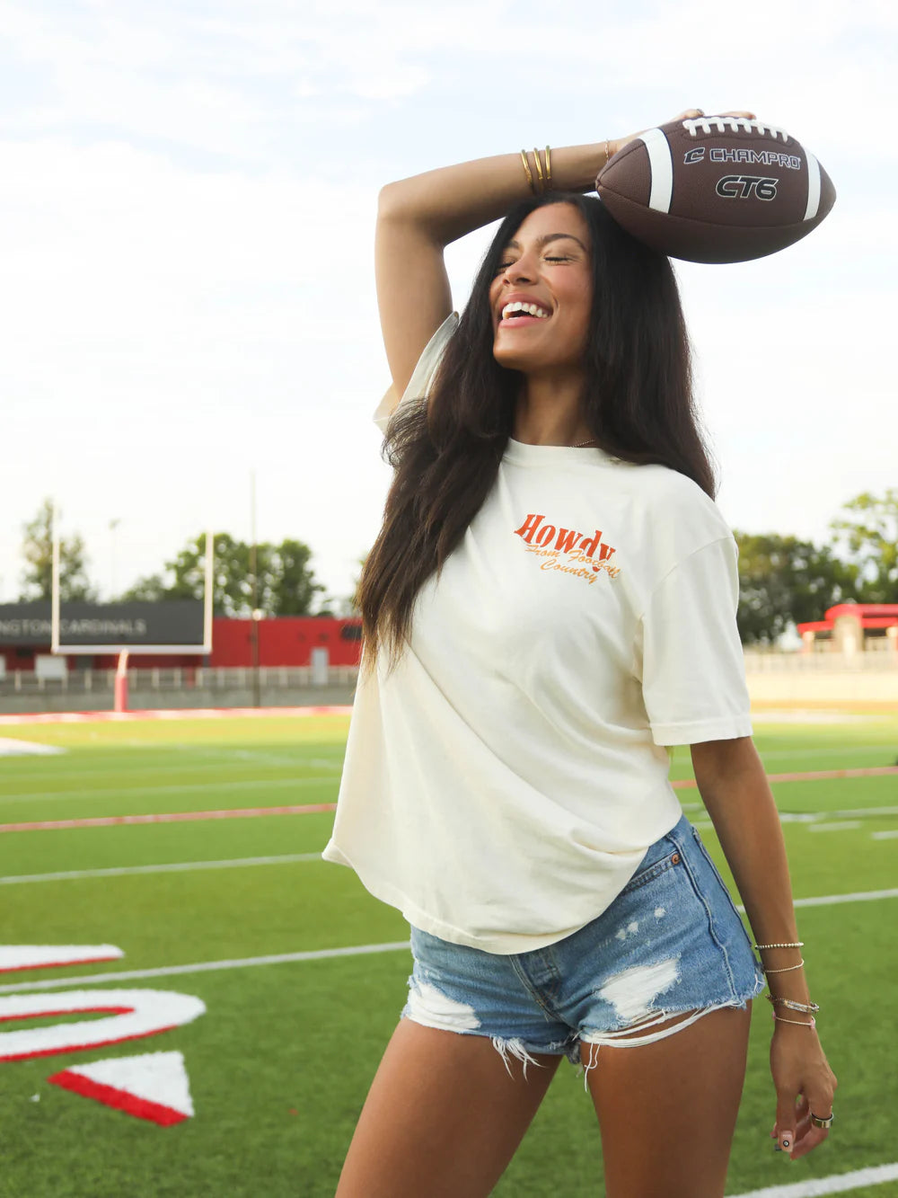 CHARLIE SOUTHERN Women's Top Charlie Southern Howdy Football Tee