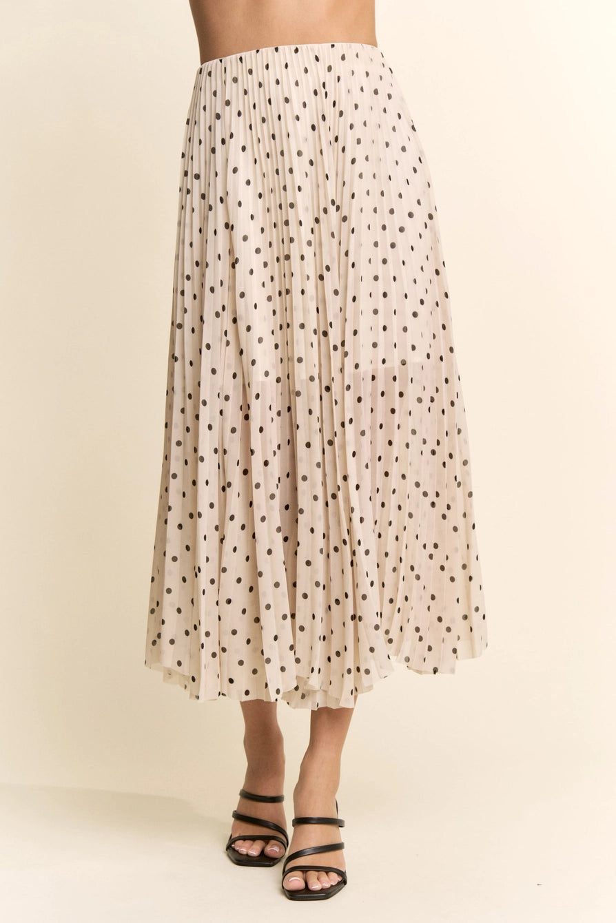 DAVI & DANI Women's Skirts Polka Dot Pleated Midi Skirt