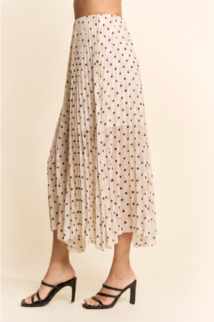 DAVI & DANI Women's Skirts Polka Dot Pleated Midi Skirt