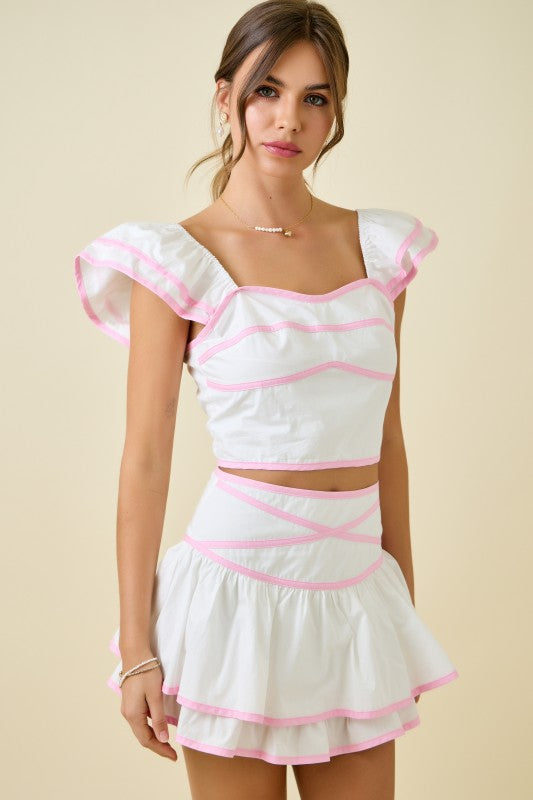 DAY + MOON Women's Skirts Tiered Ruffle Skirt W/ Contrast Binding Details