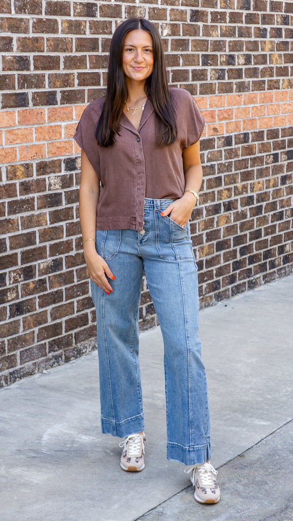 DEAR JOHN DENIM Women's Jeans Dear John Holly Button High Rise Clean Hem W/Slit || David's Clothing