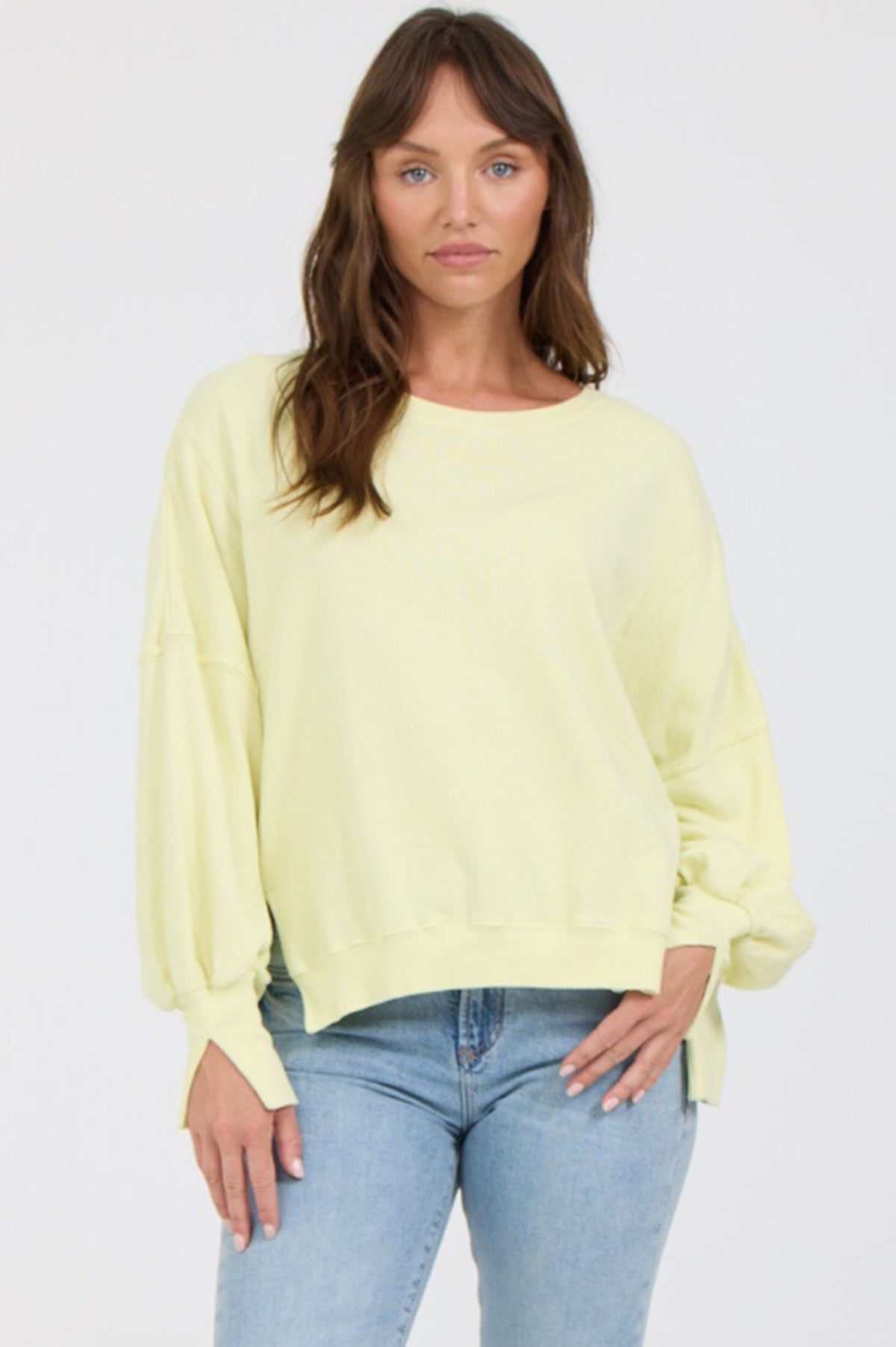 DEAR JOHN DENIM Women's Sweaters WAXY YELLOW / XS Dear John Trenton Crew Neck Sweater DSW316U9WXY