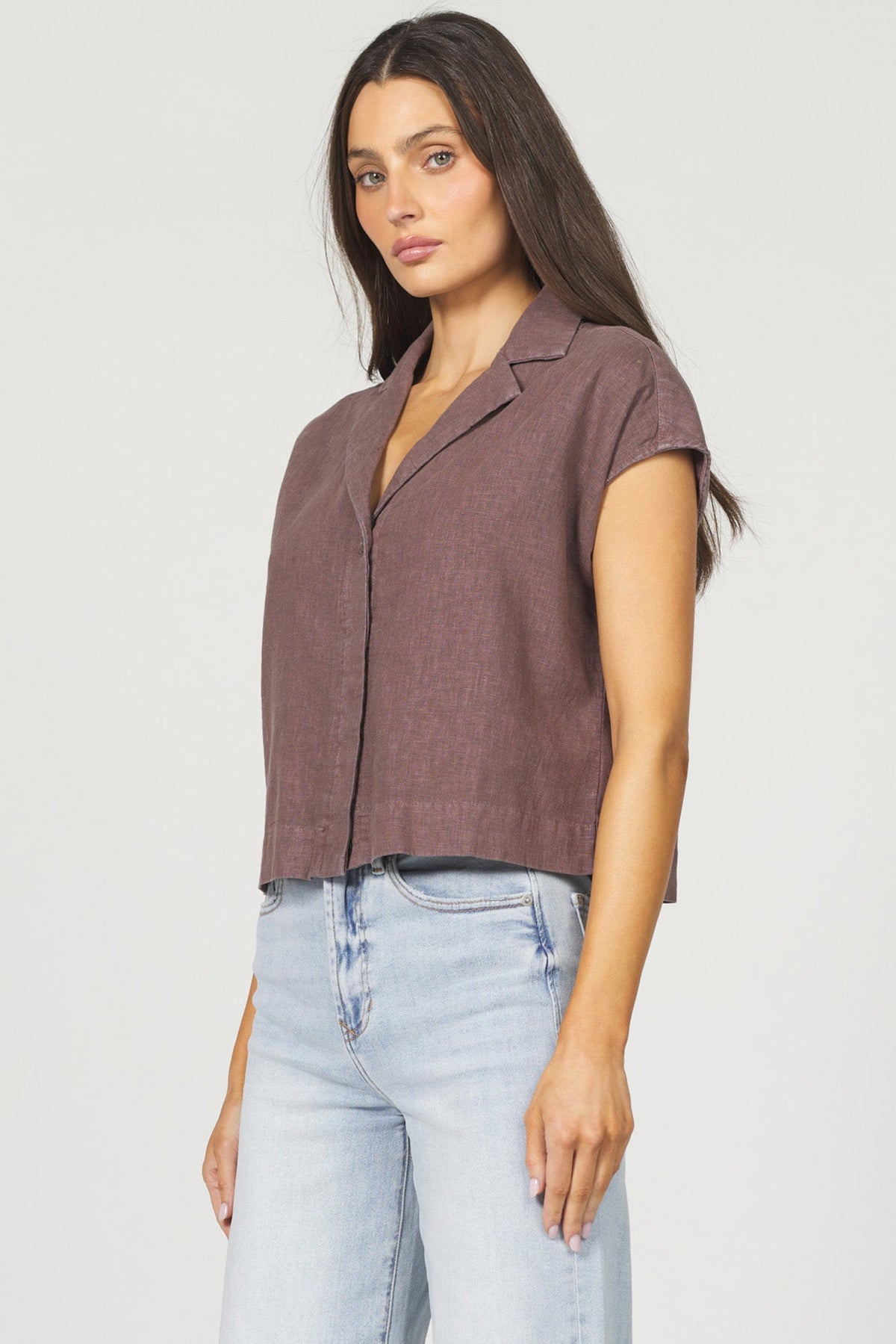 DEAR JOHN DENIM Women's Top Dear John Cruz Button-Up Boxy Fit Camp Shirt || David's Clothing