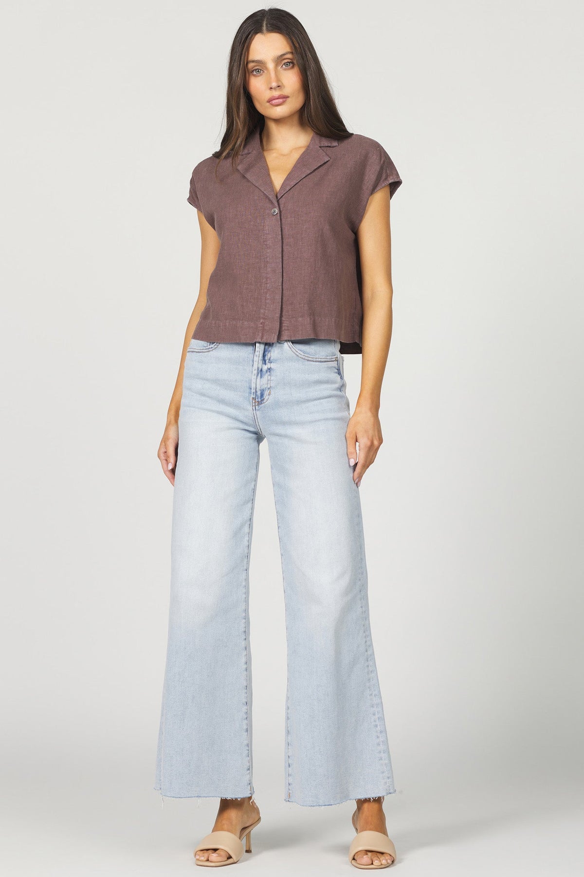 DEAR JOHN DENIM Women's Top Dear John Cruz Button-Up Boxy Fit Camp Shirt || David's Clothing