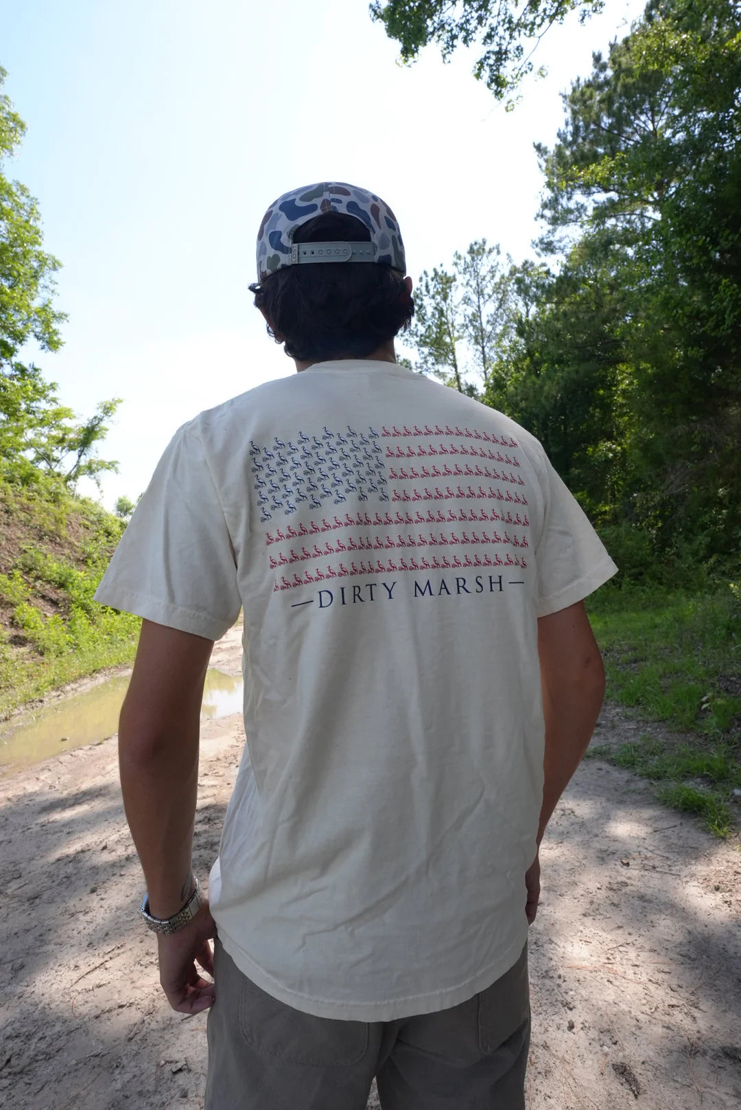 DIRTYMARSH Men's Tees Dirty Marsh Heron Flag Tee