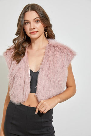 DO+BE Women's Outerwear BLUSH / S Faux Fur Vest || David's Clothing Y23485