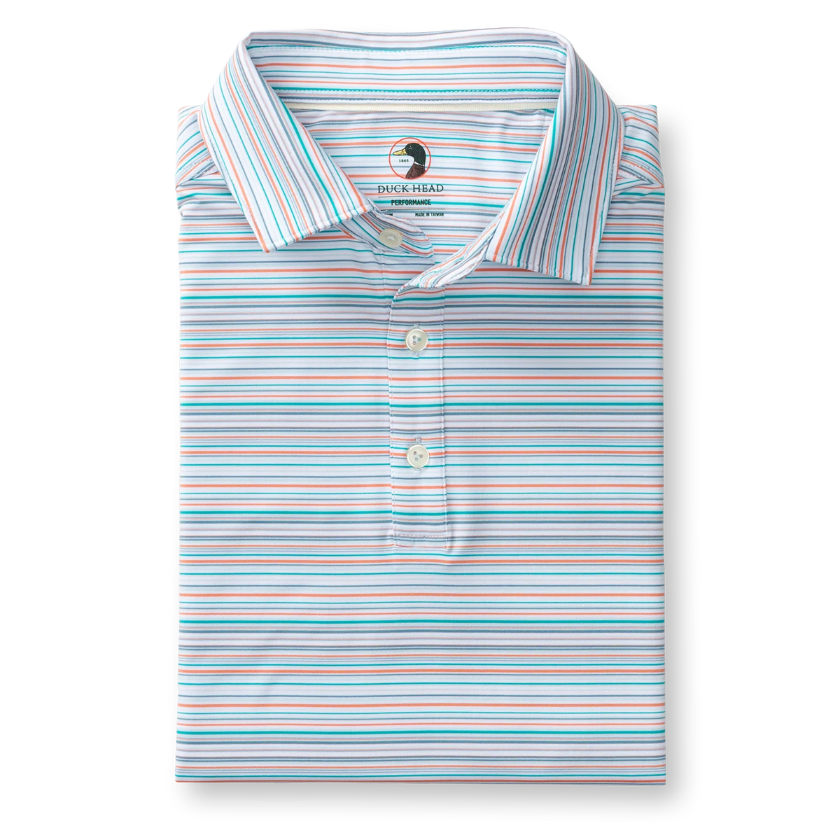 DUCK HEAD Men's Polo Duck Head Long Drive Performance Polo Neil Stripe