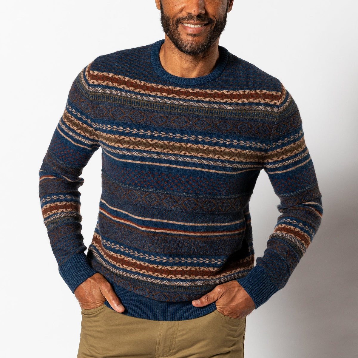 DUCK HEAD Men's Pullovers Duck Head Birch Fair Isle Crewneck Sweater