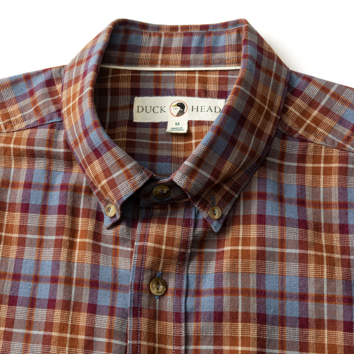 duck head dress shirts Duck Head Cotton Twill Sport Shirt- Baley Plaid Maritime Blue XL