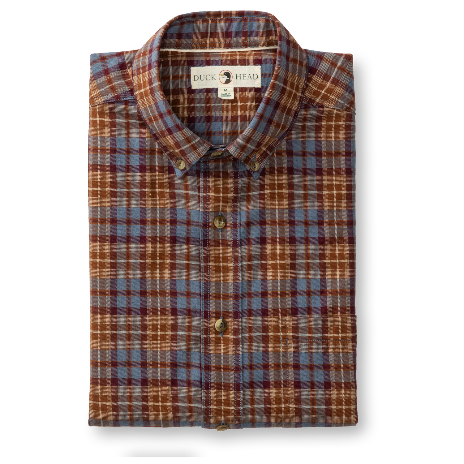 DUCK HEAD Men's Sport Shirt Duck Head Houser Plaid Saddle Brown