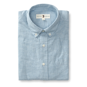 DUCK HEAD Men's Sport Shirt LURE BLUE / S Duck Head Linen Cotton Oxford Sport Shirt || David's Clothing D11277479