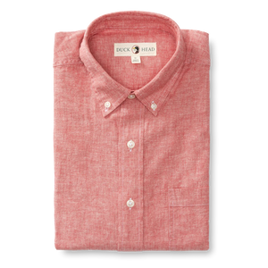 DUCK HEAD Men's Sport Shirt SUNKIST RED / S Duck Head Linen Cotton Oxford Sport Shirt || David's Clothing D11277641