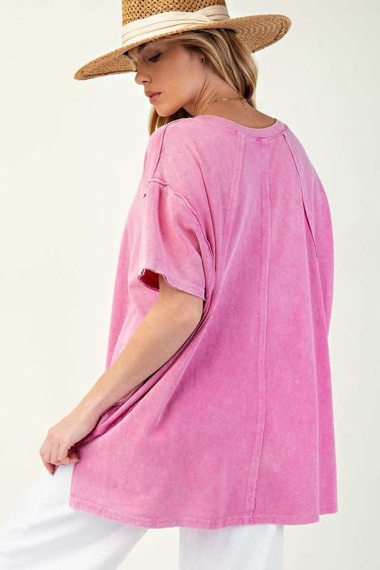 EASEL Women's Top Mineral Washed Oversized Top || David's Clothing