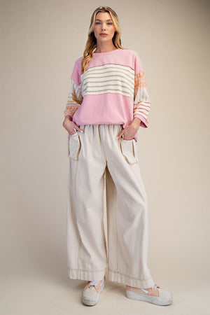 EASEL Women's Top Print Washed Boxy Top