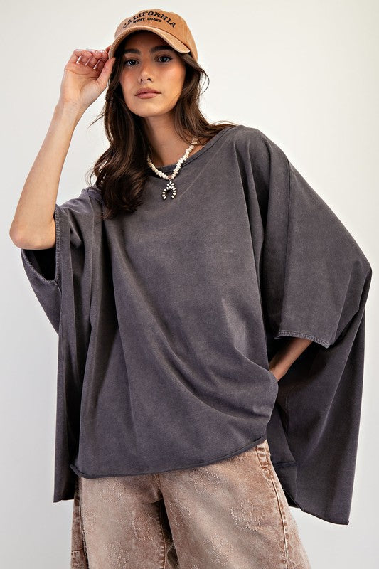 EASEL Women's Top Rayon Knit Mineral Washed Tunic || David's Clothing