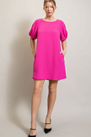 ee:some Women's Dresses Bubble Sleeve Pocket Mini Dress || David's Clothing