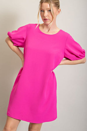 ee:some Women's Dresses Bubble Sleeve Pocket Mini Dress || David's Clothing